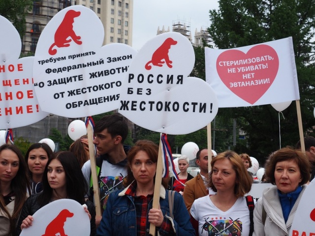 Митинг в защиту животных в Москве